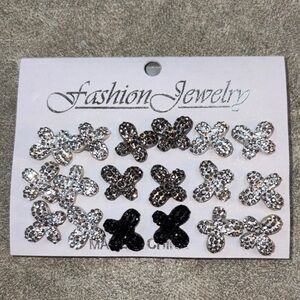 Fashion Jewelry Silver and Black Butterfly Earrings